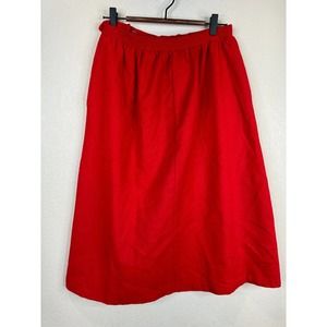 Hunter Sportswear Vintage A Line Skirt Size 14 Red Pleated Midi Lined 100% Wool‎